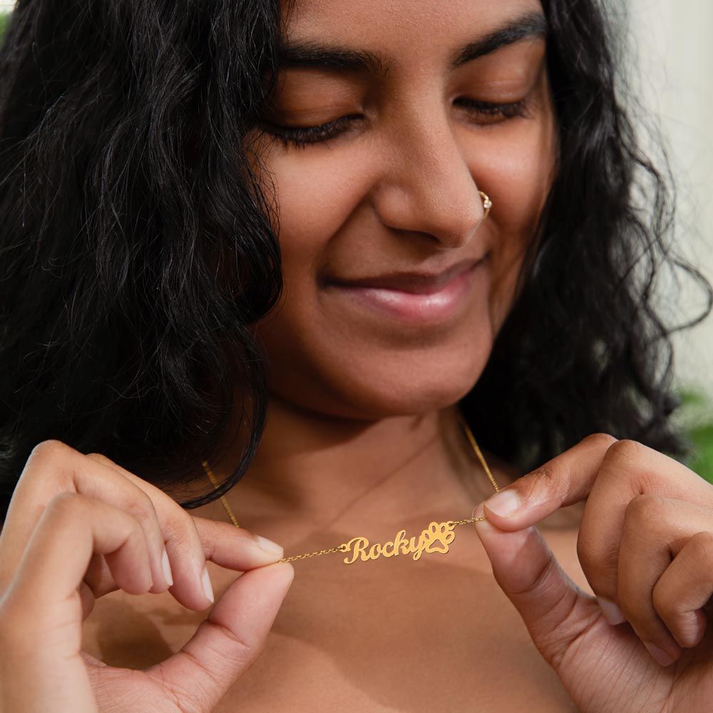 Name Necklace + Paw character for Dog Mom's