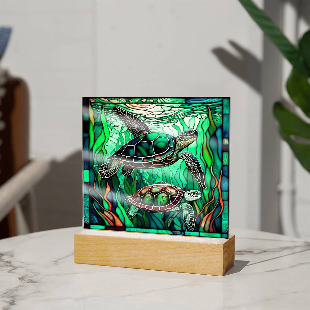 Turtle Serenity Stained Glass Designed Acrylic