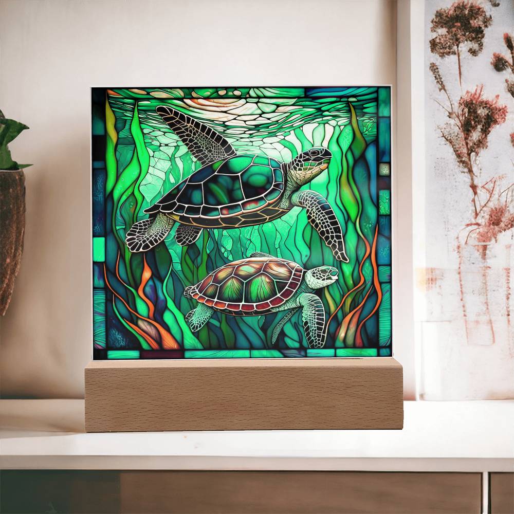 Turtle Serenity Stained Glass Designed Acrylic