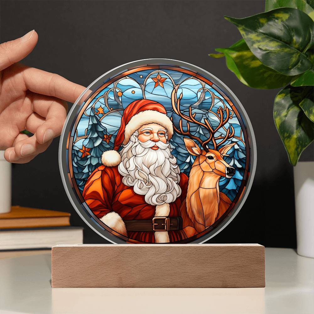 Santa & Reindeer Circle Acrylic