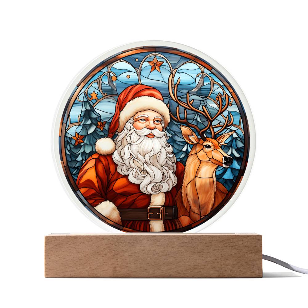 Santa & Reindeer Circle Acrylic