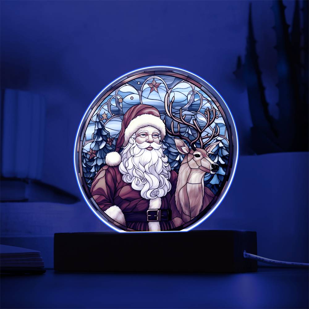 Santa & Reindeer Circle Acrylic