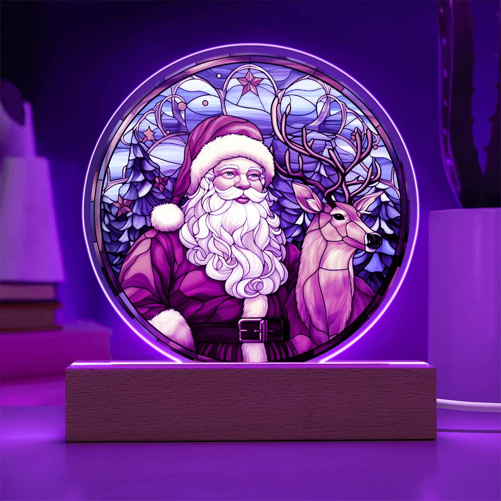 Santa & Reindeer Circle Acrylic