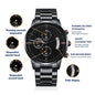 Customized Engraved Black Chronograph Watch