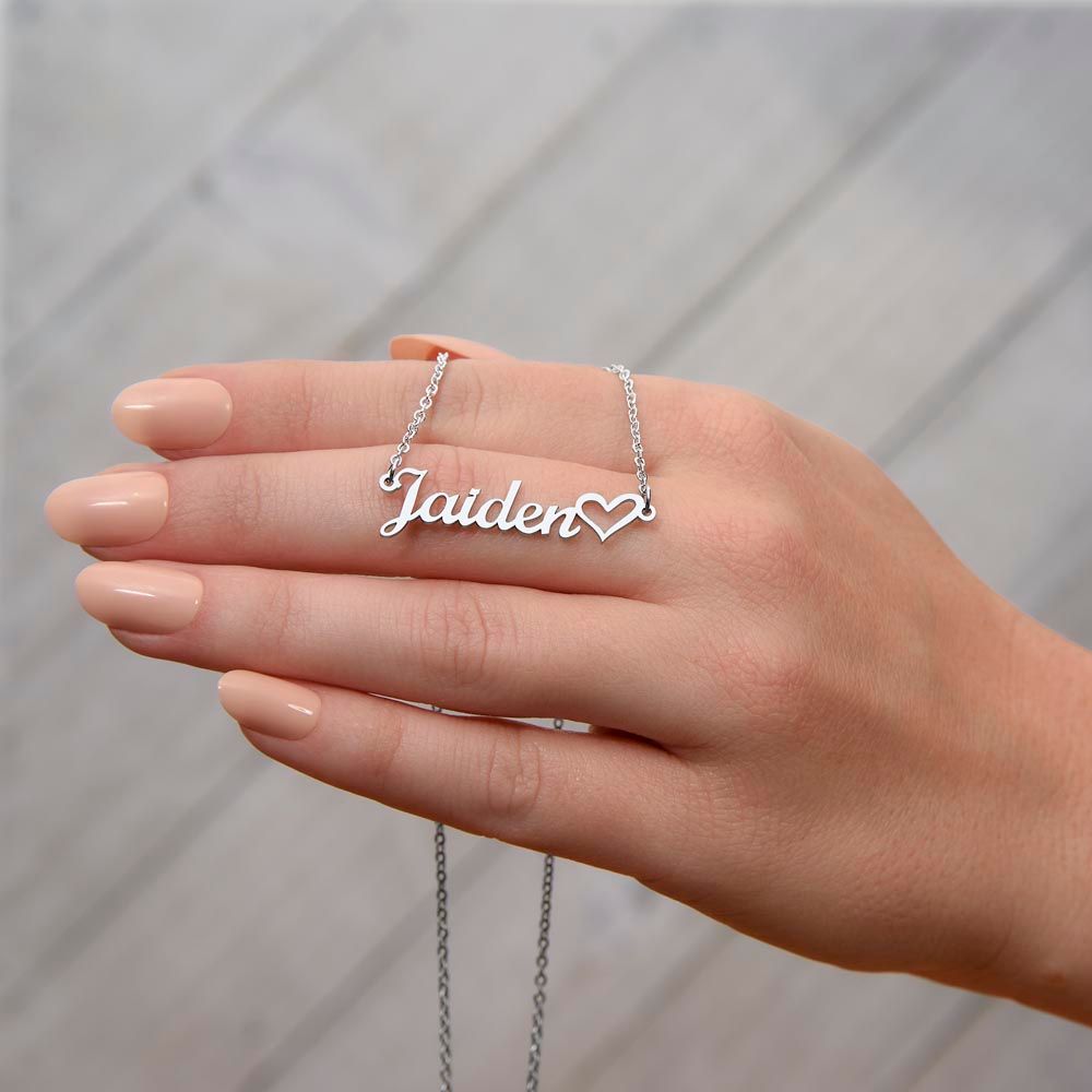 Name Necklace with a Heart Icon