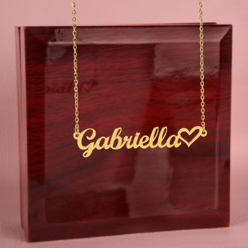 Name Necklace with a Heart Icon