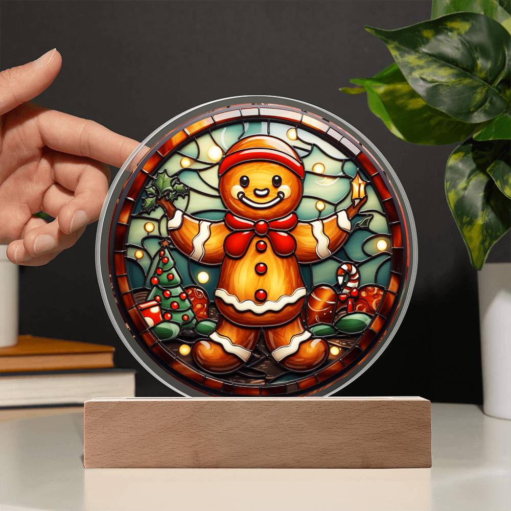 Gingerbread Acrylic Circle Plaque