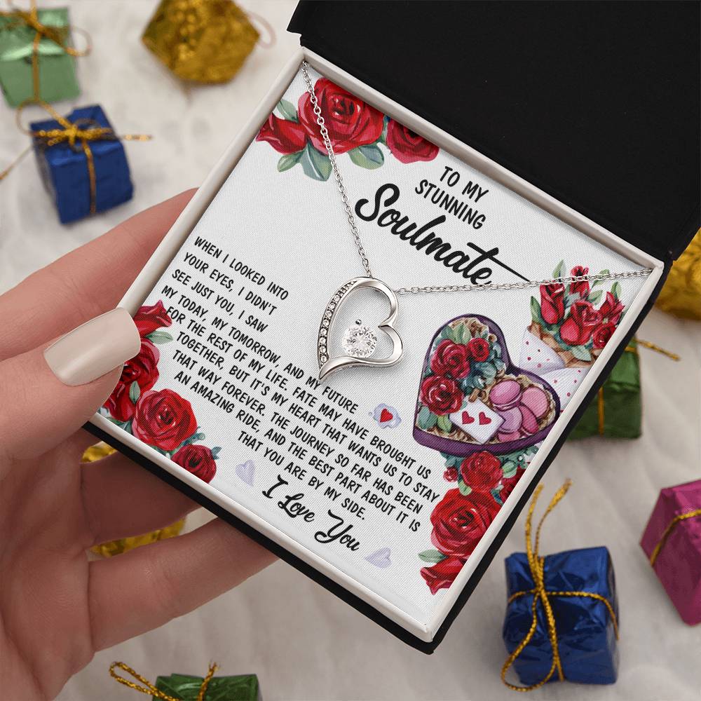 To My Stunning Soulmate Forever Love Necklace with Message card