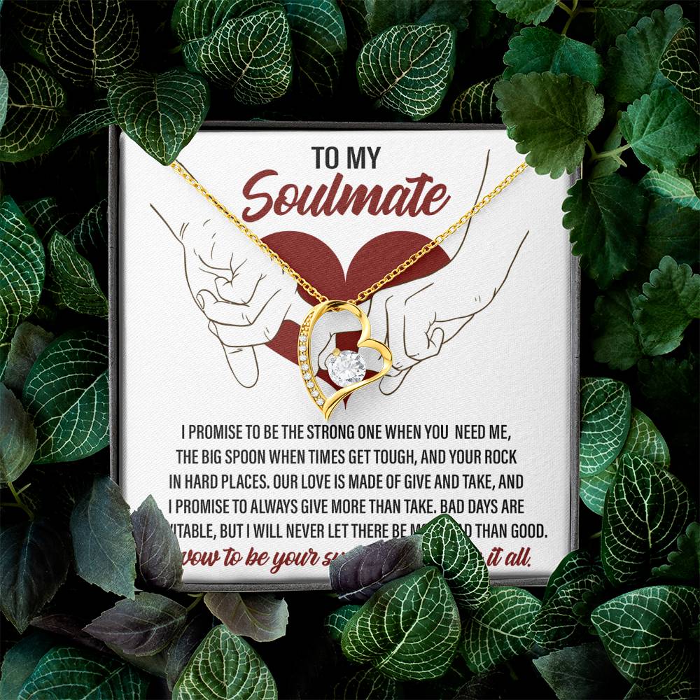 To My Soulmate, I vow to be your Sunshine through it all - Message Card with Forever Love Necklace Gift Box