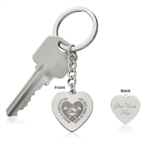 Personalized Heart Keychain for a Firefighter Mom