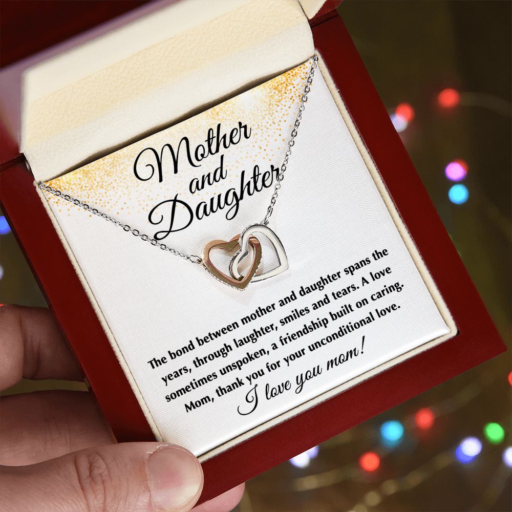 Interlocking Hearts- Mother and daughter Necklace